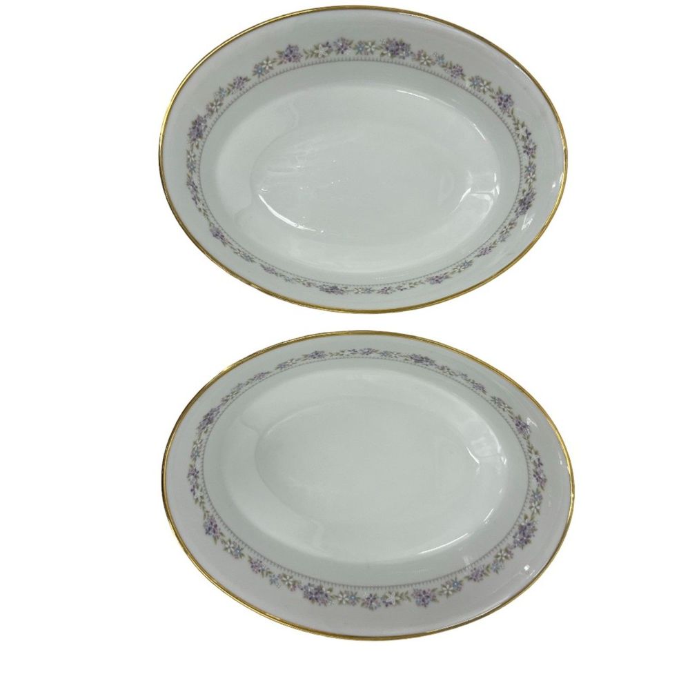 Noritake bowls VTG 1970's oval Lilac Time floral China dishes 2 serving plates
